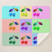 カラフルさくらんぼ – アポップ・アートのート シェルパブランケット (正面(横))