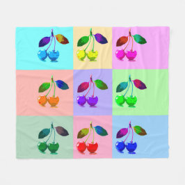 カラフルさくらんぼ – アポップ・アートのート フリースブランケット