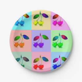 カラフルさくらんぼ – アポップ・アートのート ペーパープレート