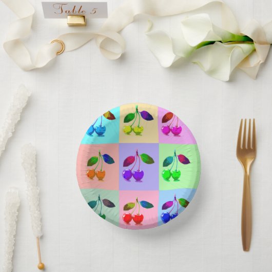 カラフルさくらんぼ – アポップ・アートのート ペーパーボウル (ウェディング)