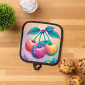 カラフルさくらんぼ 鍋敷き (トップダウン)