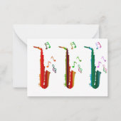 カラフルすごいサックスのジャズフラットノートカード ノートカード (正面)
