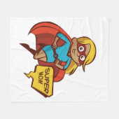 カラフルすごい飛んでいる母 フリースブランケット (正面(横))