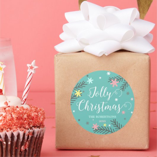 カラフルすてきクリスマス ラウンドシール (パーティー)