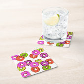 カラフルすり付きドーナツふりかけドーナツ スクエアペーパーコースター (インサイチュ)