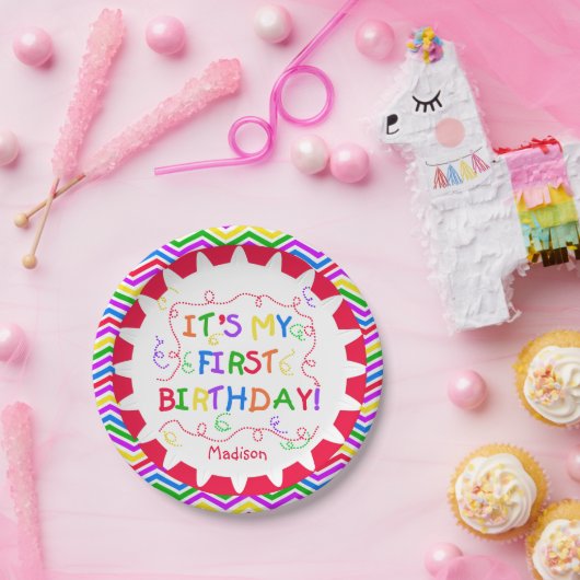 カラフルそれは私の最初ハッピーバースデーの紙皿です ペーパープレート (パーティー)