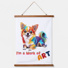 カラフルちわよくはしゃぐは私は芸術作品だ 吊り下げ型タペストリー