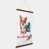 カラフルちわよくはしゃぐは私は芸術作品だ 吊り下げ型タペストリー (傾斜あり)