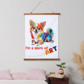 カラフルちわよくはしゃぐは私は芸術作品だ 吊り下げ型タペストリー (寝室)