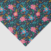 カラフルでおしゃれなピンクブルーのワイルドフラワーパターン 薄葉紙 (詳細)