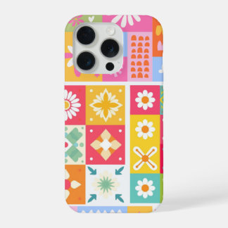 カラフルでおしゃれなモダンフローラルアブストラクトフォン iPhone 15 PROケース