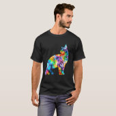 カラフルでおしゃれな猫のタイダイ柄 Tシャツ (正面フル)