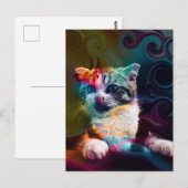 カラフルでおしゃれな猫の芸術 ポストカード (正面/裏面)