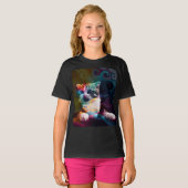 カラフルでおしゃれな猫の芸術 Tシャツ (正面フル)