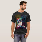 カラフルでおしゃれな猫の芸術 Tシャツ (正面フル)