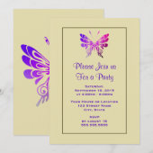 カラフルでおしゃれな蝶のジェネリックパーティー 招待状 (正面/裏面)