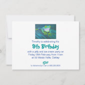 カラフルでおもしろいでファンキーなカエルの子供の誕生日の招待 招待状 (裏面)