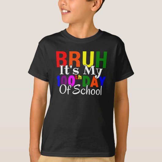 カラフルでおもしろいよ!今日は学校生活100日目 Tシャツ (正面)
