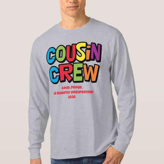 カラフルでおもしろい従兄弟クルーのファミリーリユニオン Tシャツ (正面)