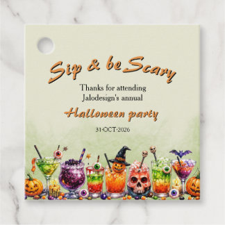 カラフルでおもしろい怖いカクテルを飲んでハロウィンパーティー フェイバータグ