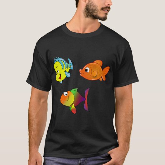 カラフルでおもしろい魚の群れ Tシャツ (正面)