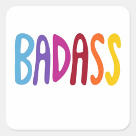 カラフルでおもしろいBADASSレタリング スクエアシール