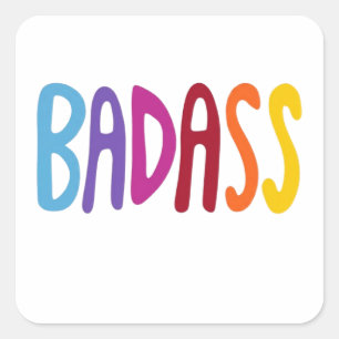 カラフルでおもしろいBADASSレタリング スクエアシール