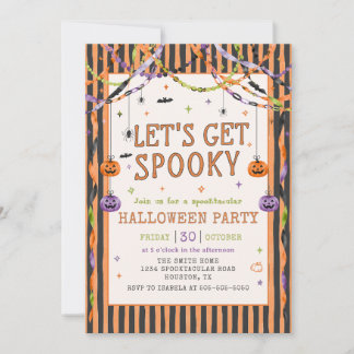 カラフルでお化けだらけのハロウィンパーティー 招待状