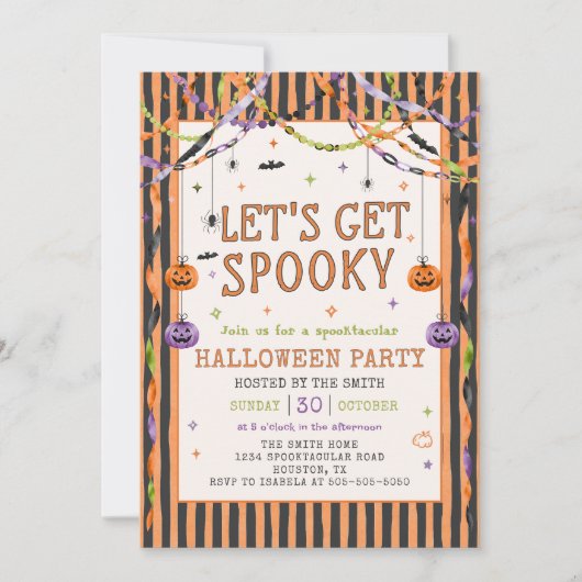 カラフルでお化けだらけのハロウィンパーティー 招待状 (正面)