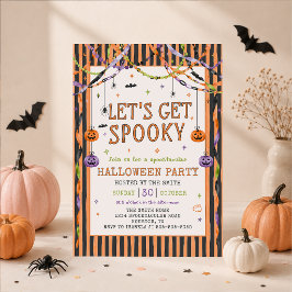 カラフルでお化けだらけのハロウィンパーティー 招待状
