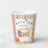 カラフルでお化けな１歳のハロウィンお誕生日 紙コップ (裏面)
