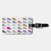 カラフルでお洒落な猫のシェブロンのジグザグパターン ラゲッジタグ (正面横)