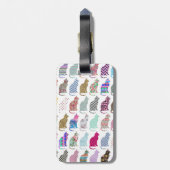 カラフルでお洒落な猫のシェブロンのジグザグパターン ラゲッジタグ (裏面縦)