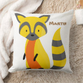 カラフルでかわいいアライグマ ホワイト サファリの保育園 黄色 クッション (ブランケット)