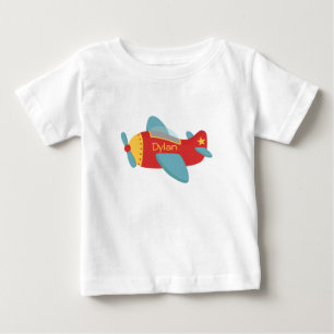 カラフルでかわいいキャラクター飛行機 ベビーTシャツ