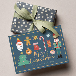 カラフルでかわいいクリスマスのナッツクラッカーのクッキーカード シーズンカード