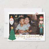 カラフルでかわいいクリスマス家族写真  ホリデーカード (正面)