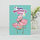 カラフルでかわいいフラミンゴの母の日おめでとう シーズンカード (スタンド正面)