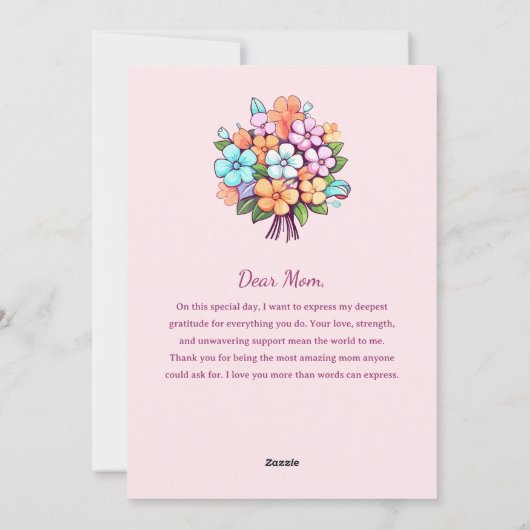 カラフルでかわいいフラミンゴの母の日おめでとう シーズンカード (裏面)