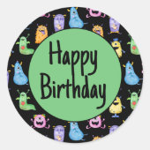 カラフルでかわいいモンスター ラウンドシール (正面)