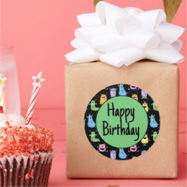 カラフルでかわいいモンスター ラウンドシール