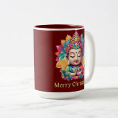 カラフルでかわいい仏様のクリスマスマグ　ホリデーシーズンにぴったり ツートーンマグカップ (正面右)