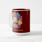 カラフルでかわいい仏様のクリスマスマグ　ホリデーシーズンにぴったり ツートーンマグカップ (正面左)