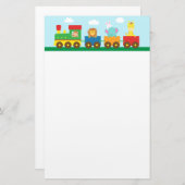 カラフルでかわいい動物は子供へを訓練します 便箋 (正面/裏面)