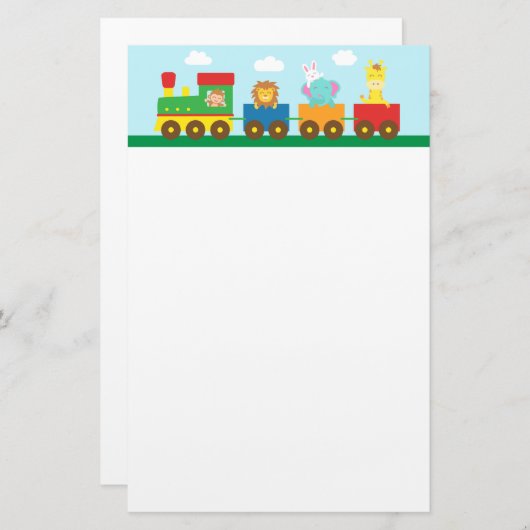 カラフルでかわいい動物は子供へを訓練します 便箋 (正面/裏面)