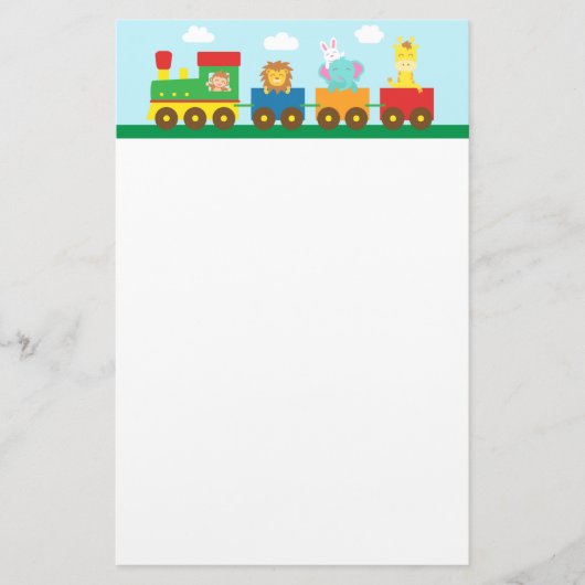 カラフルでかわいい動物は子供へを訓練します 便箋 (正面)