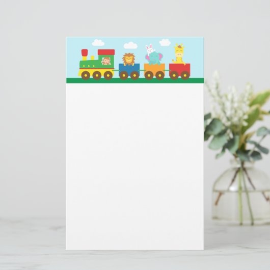 カラフルでかわいい動物は子供へを訓練します 便箋 (スタンド正面)