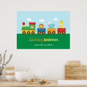 カラフルでかわいい動物列車のポスター（子供部屋用） ポスター (キッチン)