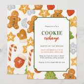カラフルでかわいい子供たちのクリスマスクッキー交換会 招待状 (正面/裏面)