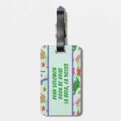 カラフルでかわいい恐竜のパーソナライズな住所 ラゲッジタグ (裏面縦)